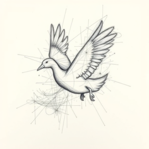 Chaotic Graphite Pencil Sketch Goose Tattoo