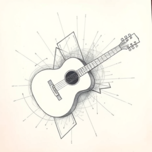 Chaotic Graphite Pencil Sketch Guitar Tattoo