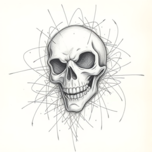 Chaotic Graphite Pencil Sketch Halloween Tattoo