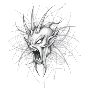 Chaotic Graphite Pencil Sketch Hannya Tattoo