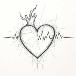 Chaotic Graphite Pencil Sketch Heartbeat Tattoo