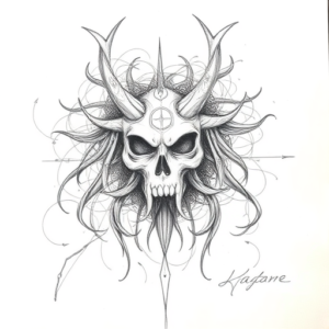 Chaotic Graphite Pencil Sketch Hecate Tattoo