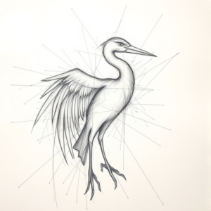 Chaotic Graphite Pencil Sketch Heron Tattoo