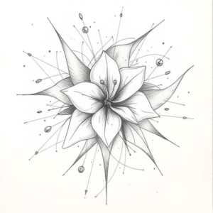 Chaotic Graphite Pencil Sketch Honeysuckle Tattoo