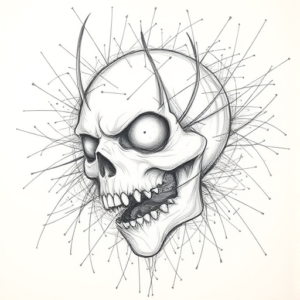 Chaotic Graphite Pencil Sketch Horror Tattoo