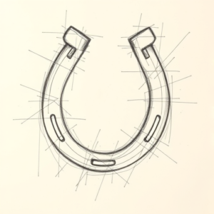 Chaotic Graphite Pencil Sketch Horseshoe Tattoo