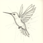 Chaotic Graphite Pencil Sketch Hummingbird Tattoo