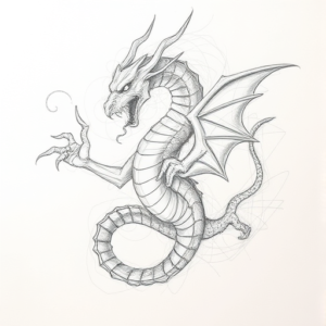 Chaotic Graphite Pencil Sketch Hydra Tattoo