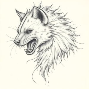 Chaotic Graphite Pencil Sketch Hyena Tattoo