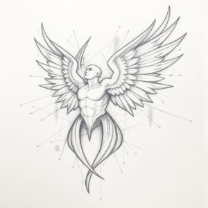 Chaotic Graphite Pencil Sketch Icarus Tattoo