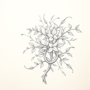 Chaotic Graphite Pencil Sketch Ivy Tattoo