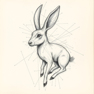 Chaotic Graphite Pencil Sketch Jackalope Tattoo