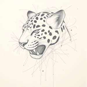 Chaotic Graphite Pencil Sketch Jaguar Tattoo