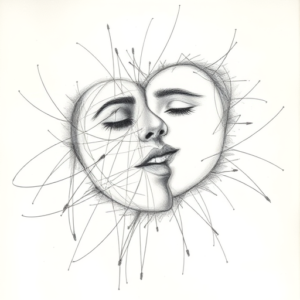 Chaotic Graphite Pencil Sketch Kiss Tattoo