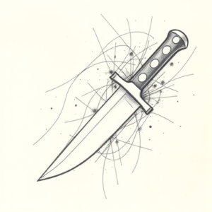 Chaotic Graphite Pencil Sketch Knife Tattoo