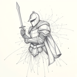 Chaotic Graphite Pencil Sketch Knight Tattoo