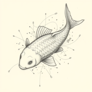 Chaotic Graphite Pencil Sketch Koi Tattoo