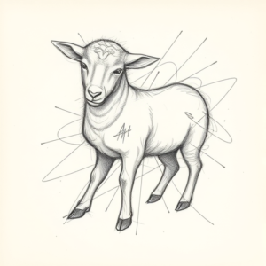 Chaotic Graphite Pencil Sketch Lamb Tattoo