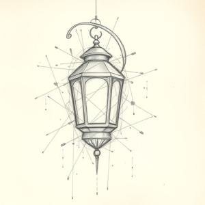 Chaotic Graphite Pencil Sketch Lantern Tattoo