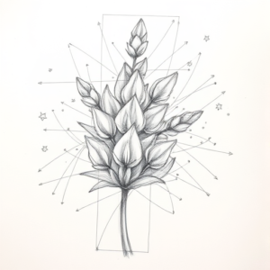 Chaotic Graphite Pencil Sketch Lavender Tattoo