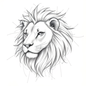 Chaotic Graphite Pencil Sketch Leo Tattoo