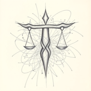 Chaotic Graphite Pencil Sketch Libra Tattoo