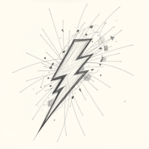 Chaotic Graphite Pencil Sketch Lightning Tattoo