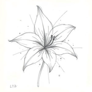 Chaotic Graphite Pencil Sketch Lily Tattoo