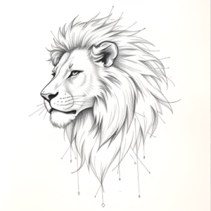 Chaotic Graphite Pencil Sketch Lion Tattoo