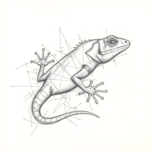 Chaotic Graphite Pencil Sketch Lizard Tattoo