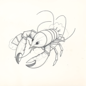 Chaotic Graphite Pencil Sketch Lobster Tattoo