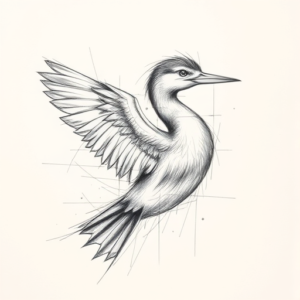 Chaotic Graphite Pencil Sketch Loon Tattoo