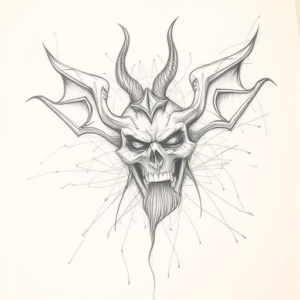 Chaotic Graphite Pencil Sketch Lucifer Tattoo