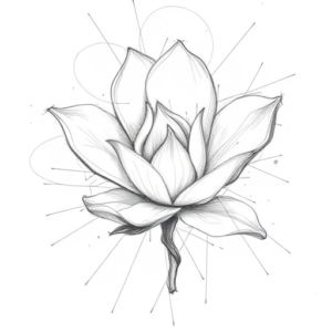 Chaotic Graphite Pencil Sketch Magnolia Tattoo