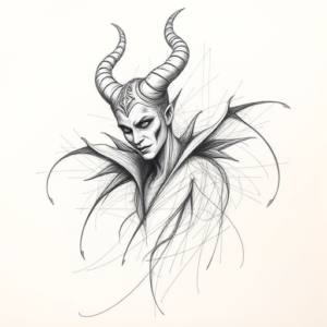 Chaotic Graphite Pencil Sketch Maleficent Tattoo