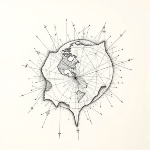 Chaotic Graphite Pencil Sketch Map Tattoo