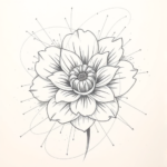 Chaotic Graphite Pencil Sketch Marigold Tattoo
