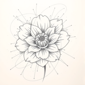 Chaotic Graphite Pencil Sketch Marigold Tattoo