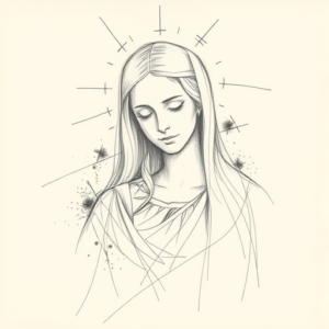 Chaotic Graphite Pencil Sketch Mary Tattoo