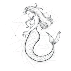 Chaotic Graphite Pencil Sketch Mermaid Tattoo