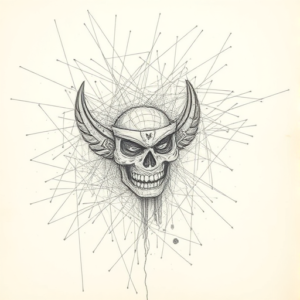 Chaotic Graphite Pencil Sketch Mictlantecuhtli Tattoo