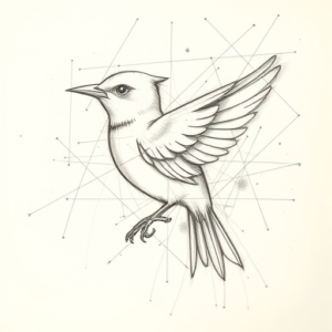 Chaotic Graphite Pencil Sketch Mockingbird Tattoo