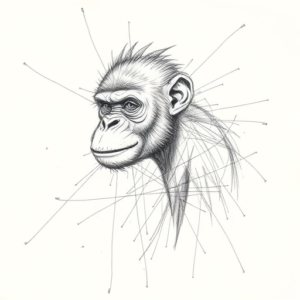 Chaotic Graphite Pencil Sketch Monkey Tattoo