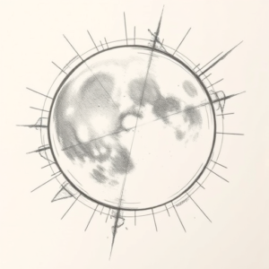 Chaotic Graphite Pencil Sketch Moon Tattoo