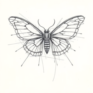 Chaotic Graphite Pencil Sketch Moth Tattoo