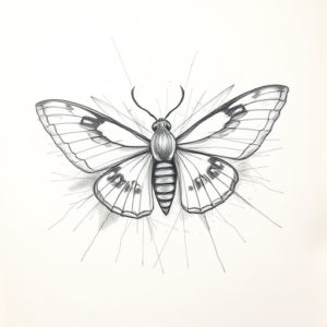 Chaotic Graphite Pencil Sketch Moth Tattoo