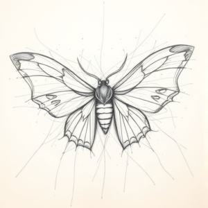 Chaotic Graphite Pencil Sketch Mothman Tattoo