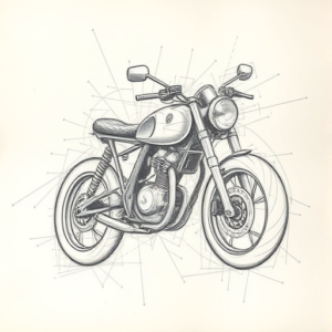 Chaotic Graphite Pencil Sketch Motorcycle Tattoo