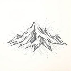 Chaotic Graphite Pencil Sketch Mountain Tattoo