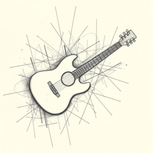 Chaotic Graphite Pencil Sketch Music Tattoo